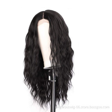 Vigorous Cheap Wholesale Long Water Wave Pre Plucked Middle Part Frontal Lace Synthetic Hair For Black Women Lace Front Wig